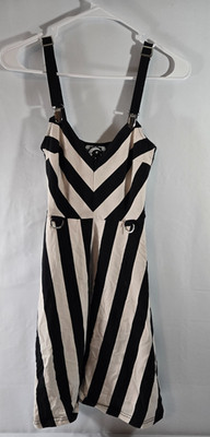 Killstar black/white striped skater style dress XS