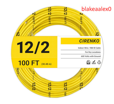 12/2 NM-B Cable 100 FT UL Listed Residential Indoor Electrical Wire with Ground