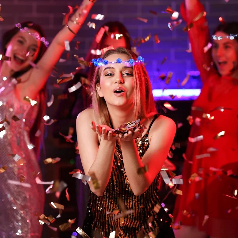 Diadema corona de flores LED 7 piezas, diademas iluminadas para mujer, 7 Foto 2 de 4