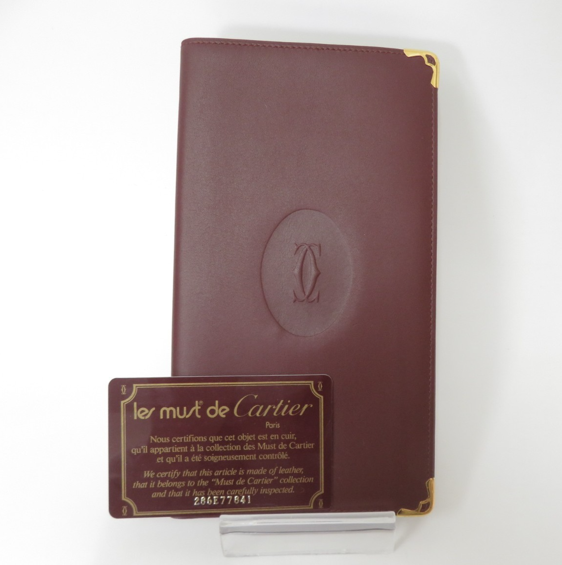 Authentic Cartier Must de Cartier Leather Bifold Long Wallet S