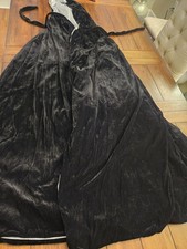 Long Hooded Cloak Velvet Cape Witch Costume Halloween Costumes Black Theater