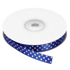 Grosgrain Ribbons 25 Yards 3/8 Inch Dark Blue with Gold Dots Ribbon Bow