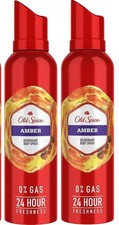 Old Spice Amber Deodorant Body Spray 24 Hour Fresh Perfume No Gas 140ML Set Of 2