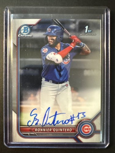 Ronnier Quintero 2022 Bowman Chrome 1st Prospect Auto #CPA-RQT Chicago Cubs - Picture 3 of 3