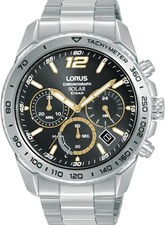 Orologio Lorus Uomo Cronografo Solare con Quadrante Nero RZ509AX9