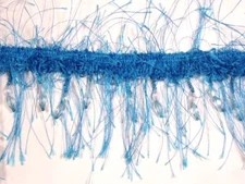 E2664 ~ TURQUOISE EYELASH ~ BEADED GIMP FRINGE  TRIM