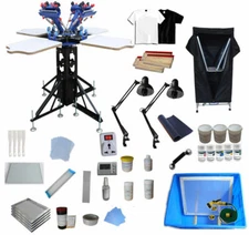 Updated 4 Color 4 Station Silk Screen Printing Kit Drying Cabinet Exposure Unit 