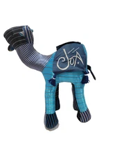 AL BURGAN Hand Crafted Blue Patchwork Fabric Camel  15” Made in Jordan Plush