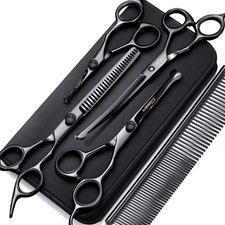 Tijeras peluquer a 7" acero inox 4CR 6 en 1 para perros, punta segura