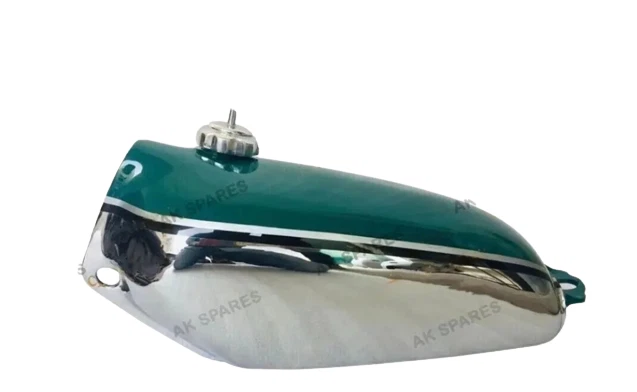 FIT FOR Honda CR125M 1974 Elsinore Green Chrome Steel Petrol Tank With Cap — 第 3/4 张图片