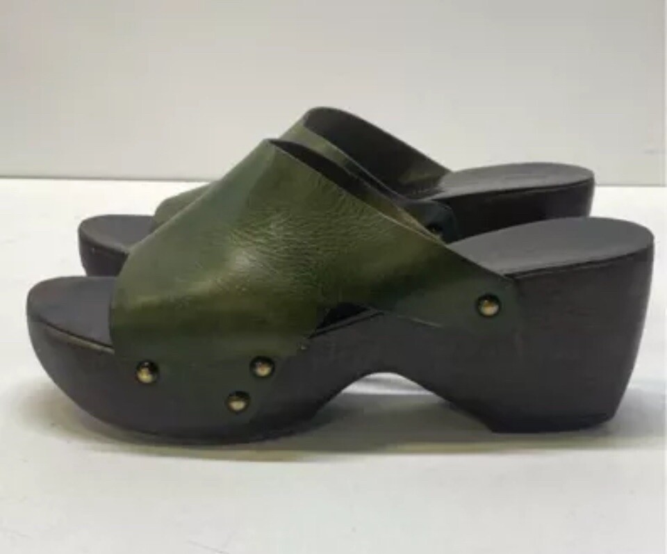 Designer Robert Clergerie Paris Leather Platform Mule