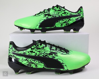 Puma One 19.1 FG AG Green Black Athletic Soccer Cleats Men's Size