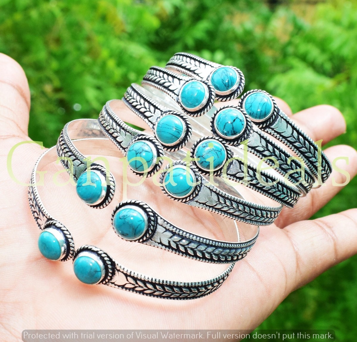 アクセサリー vintage turquoise silver925 bangle Turquoise Gemstone Cuff Bangle Wholesale Lot 925 Silver Plated