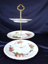 Bond Ware L & M Japan  Pompadour Rose 3 Tier Hostess Tidbit Party Tray