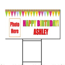 Happy Birthday Custom Name Photo Corrugated Plastic Yard Sign /FREE Stakes