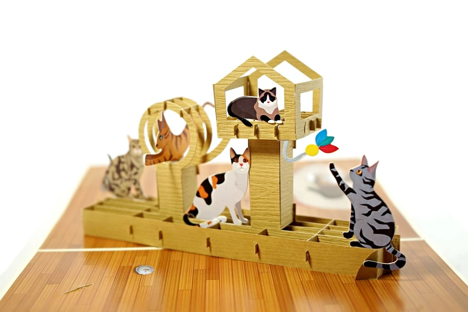 Tarjeta de Felicitación 3D Gato Pop Up Flor Mariposa Cumpleaños Mamá Madre Gracias Foto 2 de 4