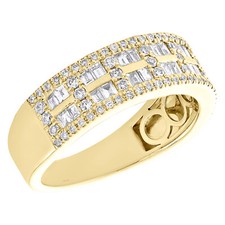 10K Yellow Gold Baguette Diamond Men's 7mm Bar Wedding Anniversary Band 1.20 CT