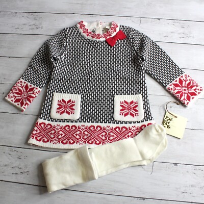 Cynthia Rowley Baby Girl's Sweater Dress Size 6 Months Gray Red Jacquard  Nordic | eBay