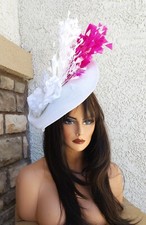 fuchsia pink fascinator large wedding church Kentucky Derby fancy dress formal