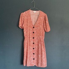 ABOUND MEDIUM MINI DRESS SALMON/WHITE BUTTONS