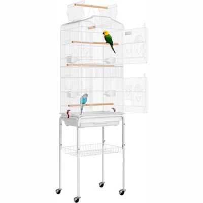 Open Play Top Canary Parakeet Cockatiel LoveBird Finch Bird Cage Rolling Stand