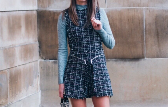 zara pinafore dress tweed