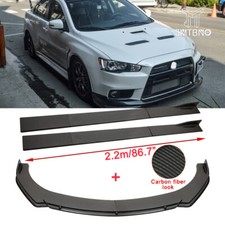 For Mitsubishi Lancer Evo X10 Front Bumper Lip Splitter Side Skirt Carbon Fiber