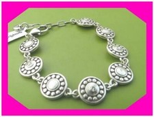 BRIGHTON PEBBLE DOT Medali SMALL Disc Crystal Silver BRACELET NWtag $72  50%
