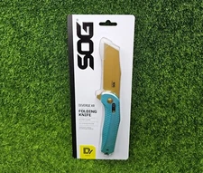 SOG Diverge XR Folding Knife 3" Sheepsfoot Straight Edge Blue/Gold - 12-02-02-43