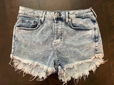 Forever 21 Jean Shorts Size 27 Acid Wash High Rise Waist Distressed Button Fly