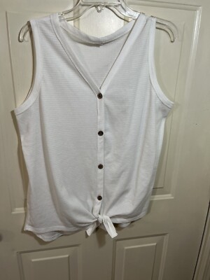 Woman's Top. Knot Tie Polyester/Spandex  Sleeveless button Tp[ 2XL