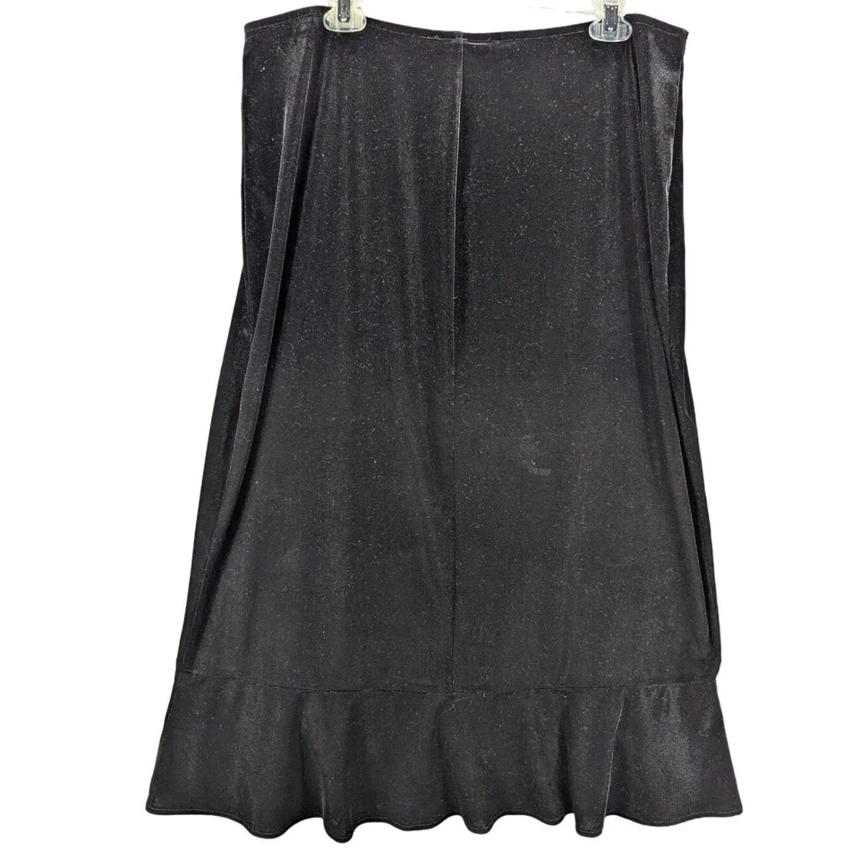 Fashion Bug Velvet Skirt Womens 18/20 W Black Midi Stretch Whimsygoth Grunge  - Image 2 of 4