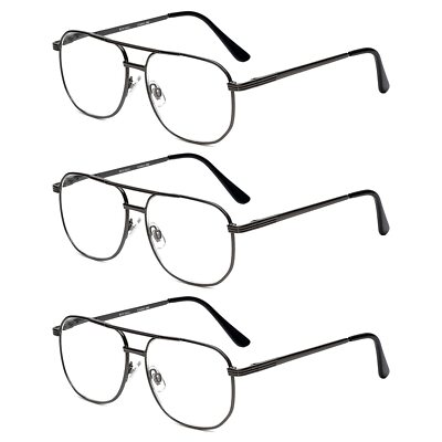 Calabria 1106 Pilot Reading Glasses +1.50 Gun-metal (3pack) Mens Designer One