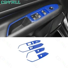 Glass Window Switch Lock Panel Trim For Jeep Compass 2022-2024 Blue Carbon Fiber