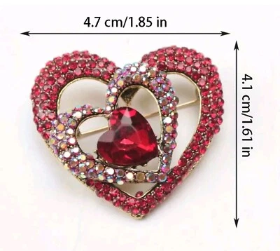 VTG Red crystal rhinestone Brooch pin Regal Glass opalescent high end