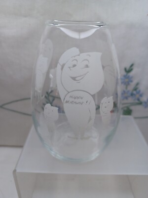 Vtg ESSO Standard Oil Drinking Glass HAPPY MOTORING Oil Drop Man Perfect Cond.