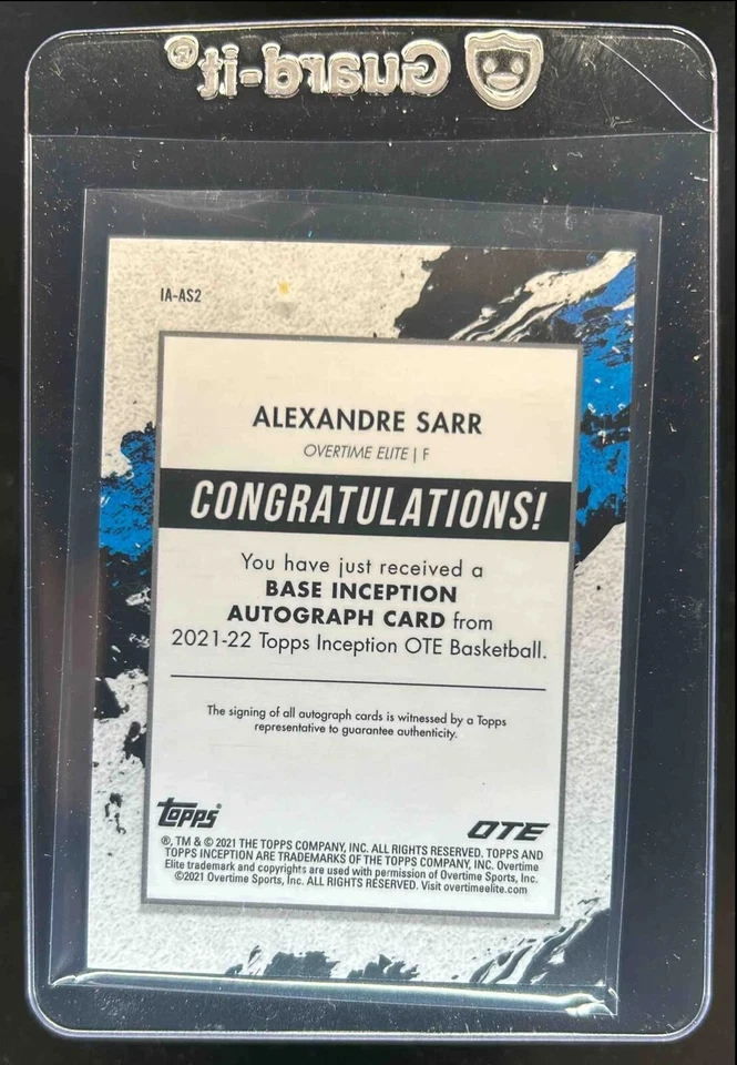 2021-22 Topps Inception OTE Alexandre Sarr Auto RC #016/200 - Image 2 of 2