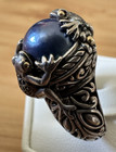 Ross Simons Two-Toned Sterling & 18k Pearl Frog Ring Sz 8