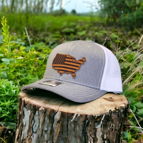 Mütze mit amerikanischer Flagge, Truckermütze, Lederaufnäher Hut, Snapback Hut, USA Flagge Hut - Bild 4 von 7