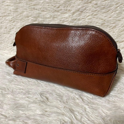 #ad #ad Porter Bushel Leather Clutch Bag Brown 15x17.5cm Used Rare $362.26