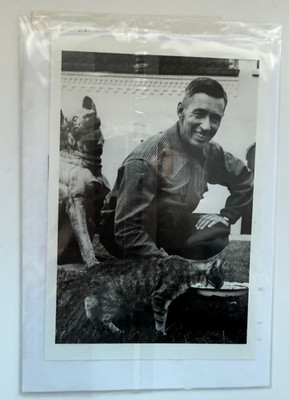 Tintin Hergé High Quality Black & White photo of Hergé with his cat.