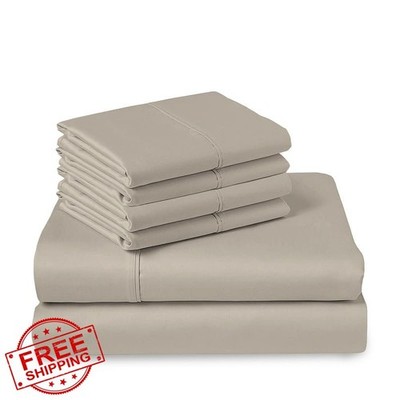 Pizuna King Taupe Cotton Sheet Set 400 TC