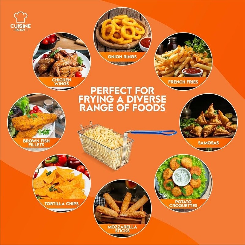 4PACK Deep Fryer Basket Heavy Duty Nickel Plated Iron Easy Clean Commercial Use