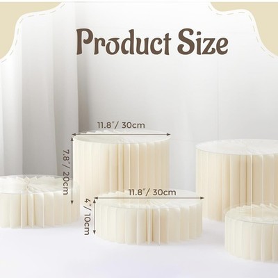 6-Pack Foldable Multi-Height Buffet Risers - 12'' White Cardboard Circle