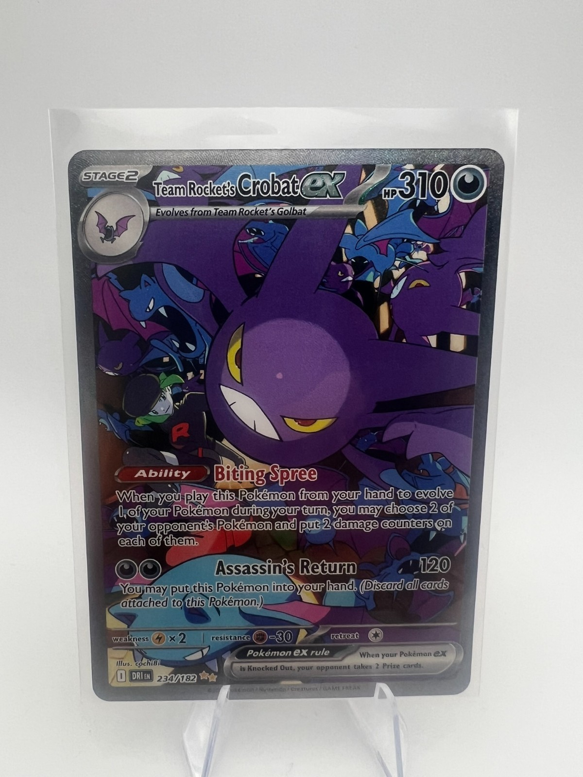 Pokemon TCG Team Rocket's Crobat ex 234/182 Destined Rivals Full Art Holo NM