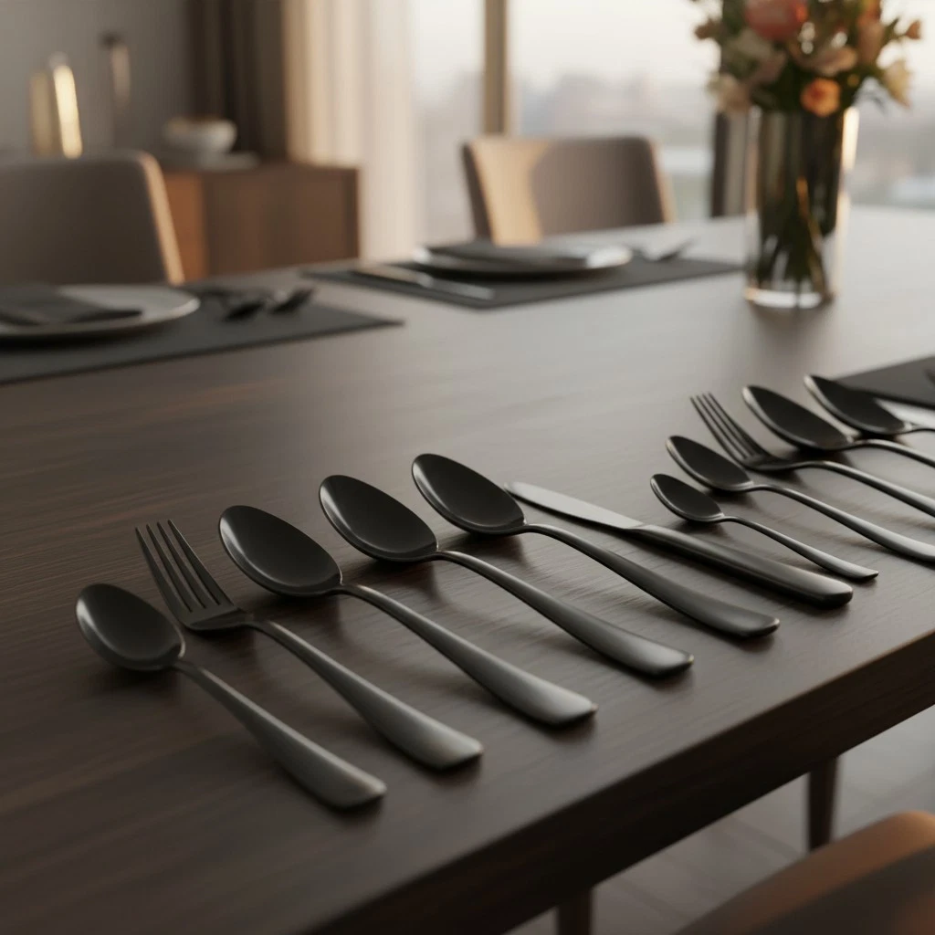 24-Piece Black Silverware & Steak Knives Set – Stain Resistant & Elegant Design