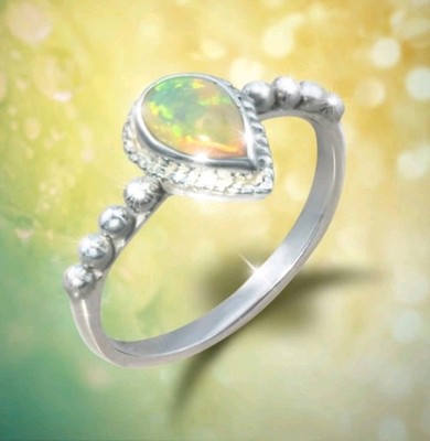 Opal Sterling Silver Ring 6 Energy Artist Julia Power Of Eight Abundance