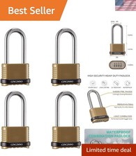 4-Pack Weatherproof Heavy-Duty 4-Digit Combination Padlocks for Outdoor Use