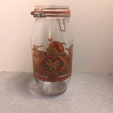 Vtg Arizona Pistachio 2L Glass Hinged Lid Canister Jar SW Cactus Coyote Chili