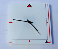 Unusual Kangas Decorative White 8in Square Art Deco Quartz Clock Working VGC